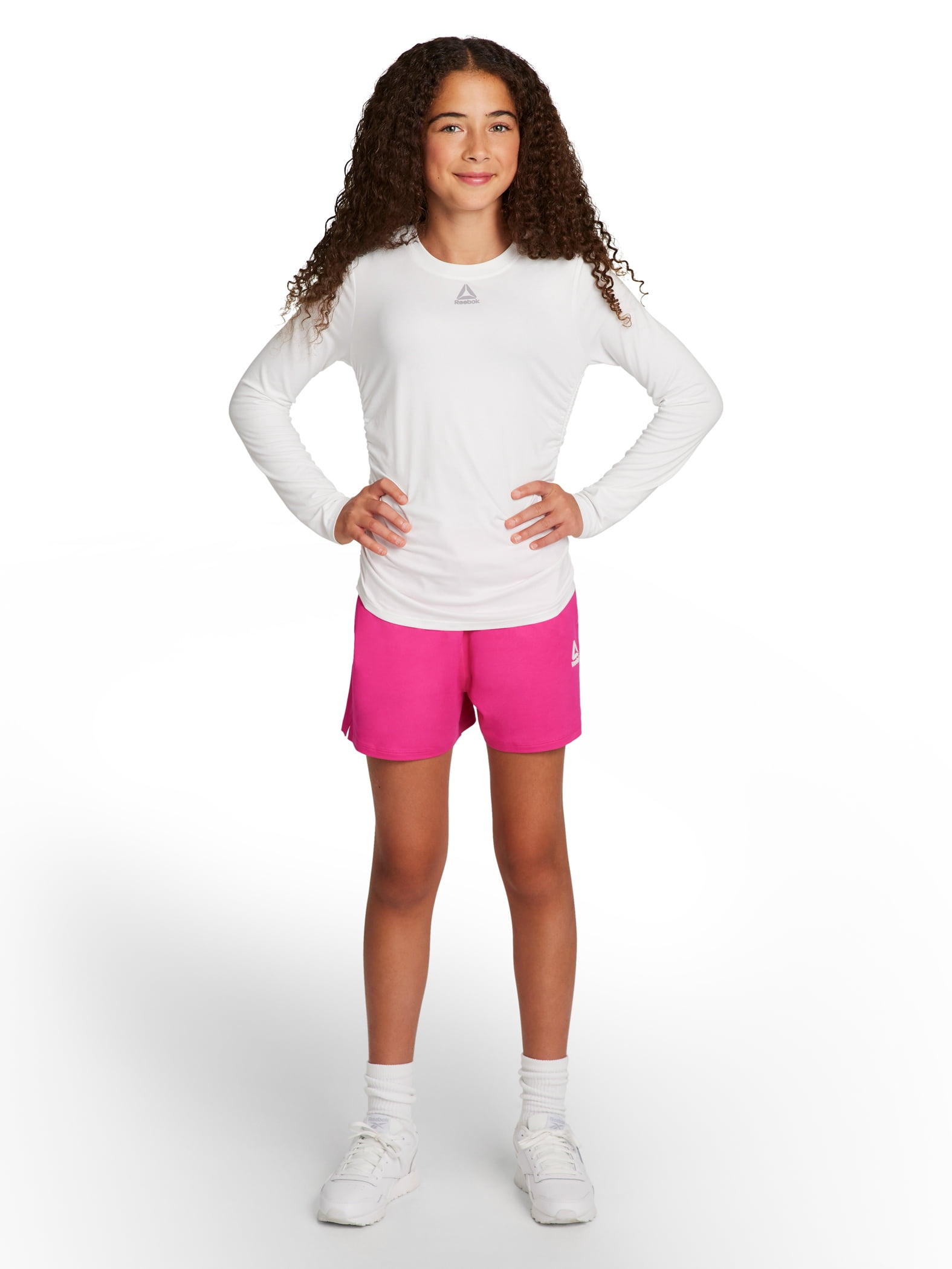 Reebok Girl's Legacy Performance Long Sleeve Side Ruched Top, Sizes 4-18