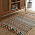 thumbnail image 2 of SAFAVIEH Montauk Lorenzo Striped Cotton Area Rug, Rust/Multi, 6' x 6' Square, 2 of 4