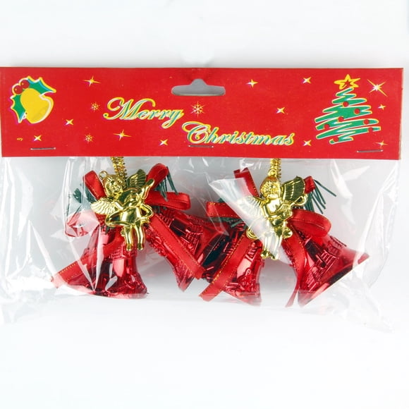 Xiao Hua 2 campanas de 4,5 cm para decoración navideña, de plástico galvanizado, para árbol de Navidad, accesorios colgantes, adornos navideños para el hogar, color rojo A