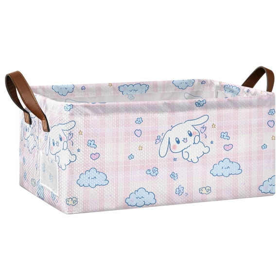 Collapsible Storage Bins Fabric Shelf Baskets with Handles Closet Organizer Cinnamoroll Flying in Sky 16.9x11.4x7.7