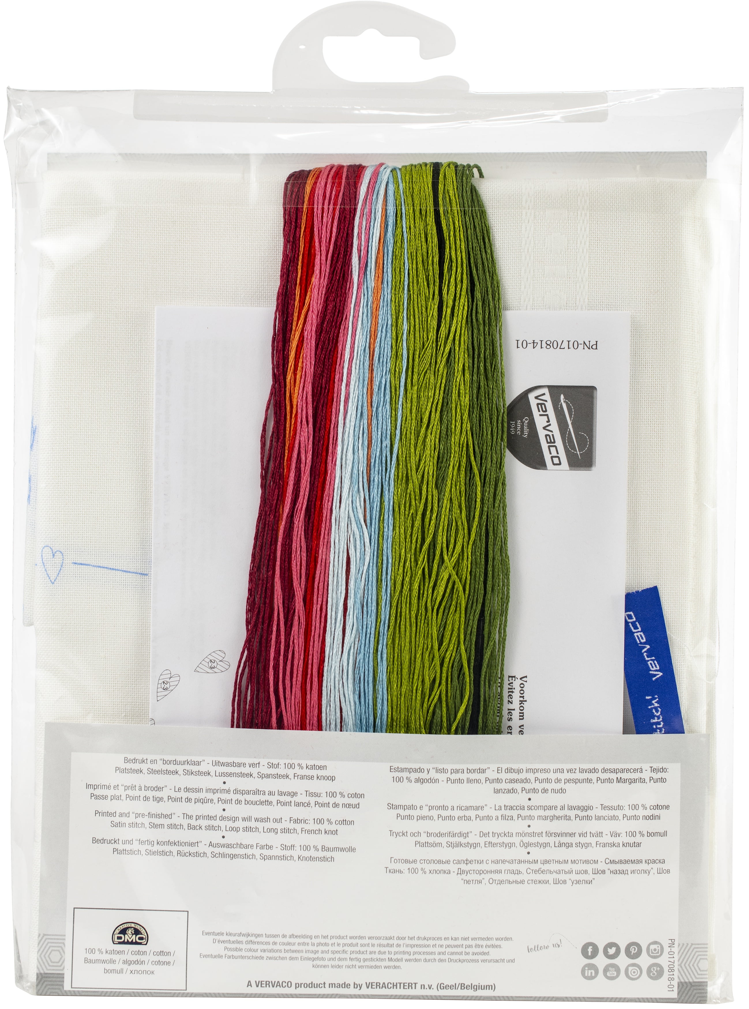 Vervaco Tablecloth Stamped Cross Stitch Kit 32"X32"Flowers