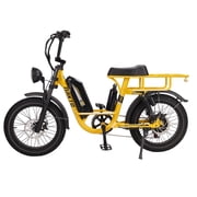 NAKTO F4 Fat Tire Electric Bike with Rear Rack for Adults, 20 All-Terrain Ebike with 750W Motor (1000W Peak), 48V 14Ah Battery, 28MPH, Shimano 6-Speed, Dual Disc Brakes, Yellow/Black