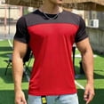 thumbnail image 2 of Timoontee Men's Casual Solid-Color Round-Neck Pullover T-shirt Short-Sleeve Top Blouses Shirts Red XL, 2 of 7