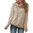 thumbnail image 1 of Pullovers à Manches Longues pour Femmes Col Bénitier Tunique Chemise Décontractée, 1 of 5