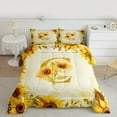 thumbnail image 2 of jejeloiu Girls Personalized Gifts Queen Comforter Set,Gold Letter C Bedding Sets,Natural Flower Sunflower Bedding Comforter Set For Princess,Lightweight Room Decoration Reversible,3pcs, 2 of 8