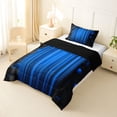 thumbnail image 2 of Manfei 3D Neon Stripes Twin Comforter Sets, Vertical Lines Bedding Set, Blue Black, Black Reversible 2-Piece, 1 Comforter and 1 Pillowcase, 2 of 6