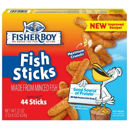 Fisher Boy Crispy Breaded Fish Sticks Made from Minced Fish, 22 oz., 44 per Box (Frozen)