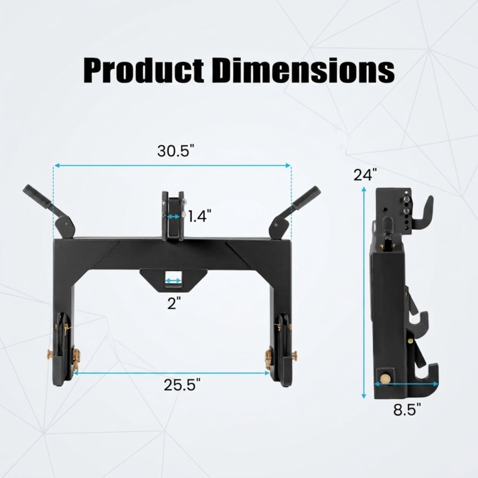 Biotree 3-Point Quick Hitch 3000 LBS, Category 1 Tractor Hitch with 5-Level Adjustable Top Hook and 2" Receiver for Farm Implements, Black Orange