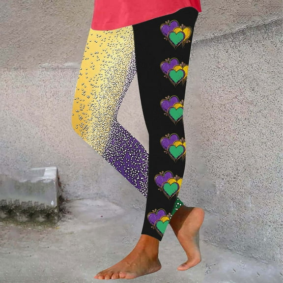 BLTIBY 2025 Leggings for Women Carnival Printed Casual Yoga Pants Tummy Control Elastic Butt Lift Comfortable Lounge Trousers Multicolor L