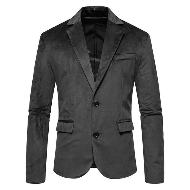 Trendy V-Collar Velvet 2-Button Jacket Suit Wedding Dress Men