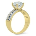 thumbnail image 2 of Dazzlingrock Collection 5.80 Carat (ctw) 10K Blue Sapphire & White Cubic Zirconia CZ Engagement Ring, Yellow Gold, Size 9, 2 of 6