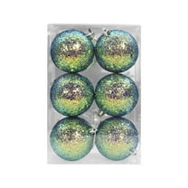 Moocorvic Green Ball Ornament 6Pcs, 2.4 Inch Glitter Christmas Shatterproof Tree Decorations for Xmas Trees Wedding Party Holiday Decorations