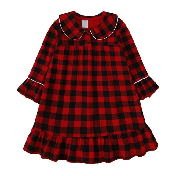 Coerni Girls' Christmas Sweater Dress Toddler Baby Girls Casual Dress Long Sleeve Red Black Plaid Dresses Kids Christmas Pajamas