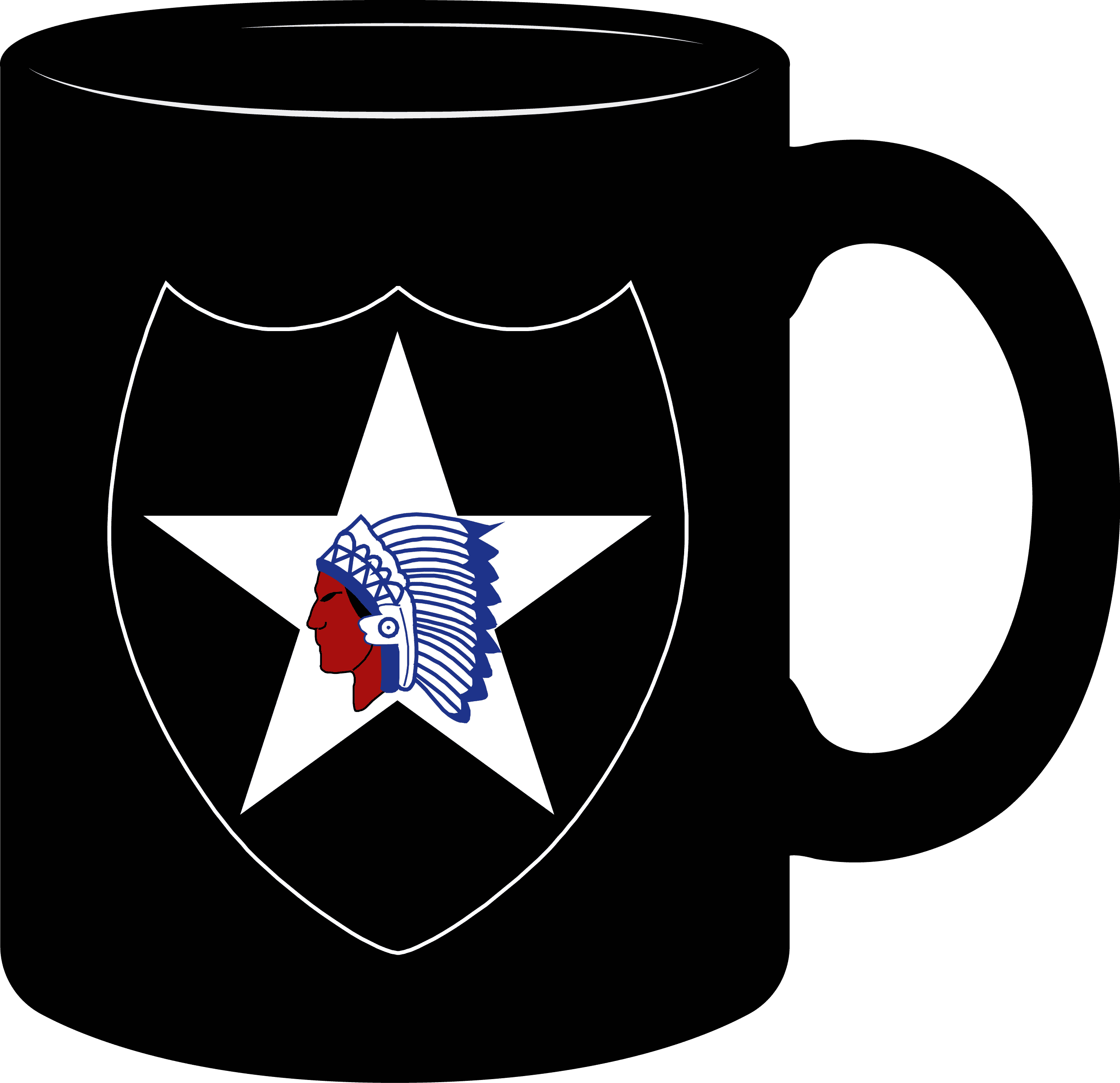 Black, 11 Oz, Coffee Mug Army 2nd Infantry Division Wo Txt