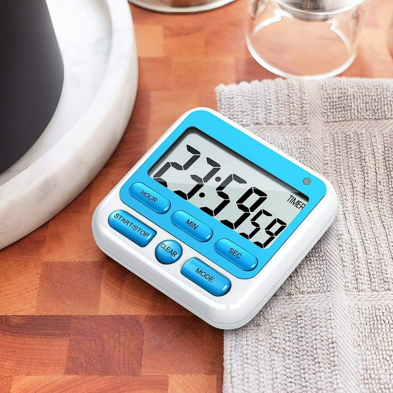 SKYCARPER 9pcs Kitchen Timer & Stopwatch, Large Digits, Loud Alarm, Mute Function, Quick-Set Buttons, Hang Hole, Magnetic Stand for Cooking and Classroom(Blue)