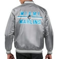 thumbnail image 2 of Men's Starter  Gray Miami Marlins Printed Team Logo Satin Varsity Full-Snap Jacket, 2 of 2