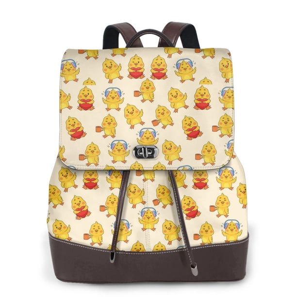 Disketp Cute Chicken Mochila de Cuero para Mujer, Bolso de Espalda Antirrobo con Estilo para Viaje, Trabajo y Uso Diario