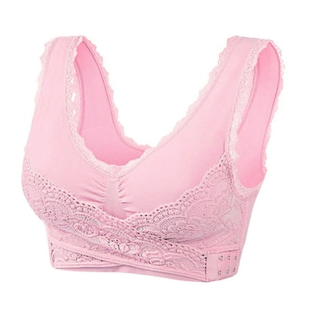 

Qxutpo 6-Pack Bras for Women Underwire Super Gather Sports Front Side Buckle Lace Side Chest Support Yoga Running Vest Bras