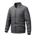 thumbnail image 2 of Leesechin Men Thicken Padded Bomber Jacket Lightweight Diamond Quilted Coats Outwear Casual Winter Fall Full Zip Overcoat, 2 of 4