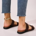 thumbnail image 5 of Juebong Two Band Sandal for Women Girls Dressy - Wide Width Flat Slide Sandals - Casual Classic Simple Strappy Slip on Flat Summer Sandals., 5 of 5