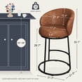 thumbnail image 3 of MultiHaven 26.7" Upholstered Swivel Bar Stool Set of 2 with Back,Modern Counter Height Chair for Kitchen Island - Brown PU Leather, 3 of 10