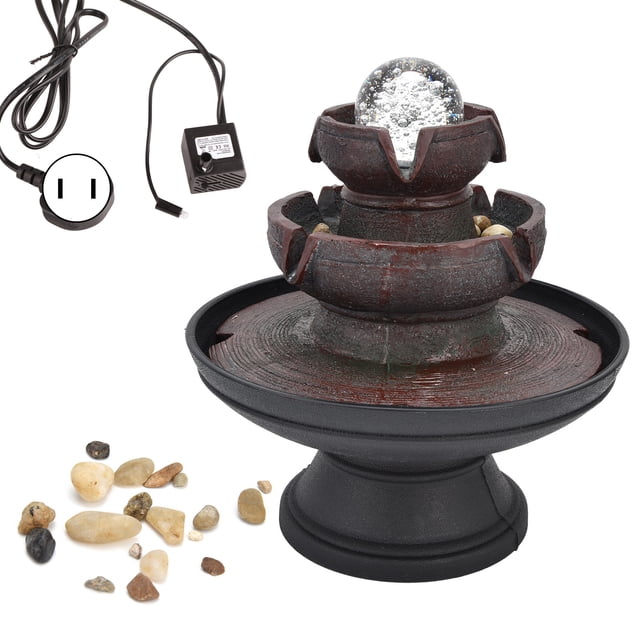 Fuente de agua LED de sobremesa para interior, cascada, ligera, duradera, elegante, silenciosa, para interior, enchufe amarillo de EE. UU., 110V