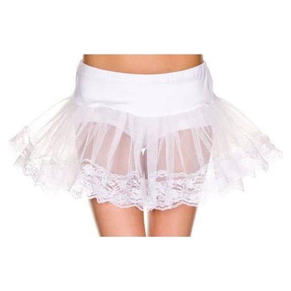 Double Layer Lace Trim Petticoat, White