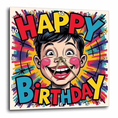 3drose Happy Birthday Son. Lovely and Funny Family Gift Card for Anyone 15x15 Wall Clock