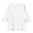 thumbnail image 7 of Qulqfy 3/4 Length Sleeve Womens Graphic Tees Fall Solid Scoop Neck Plus Size Boho Casual Spring Comfy Dressy Knit Women Summer Tops XL, 7 of 7