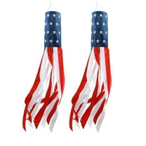 RuWeoMaa 40 Inch American Windsocks (2 Pack) - Our Robust, Heavy-Duty Wind Socks for Outside are Tough, Functional, and Ideal July 4th Decor