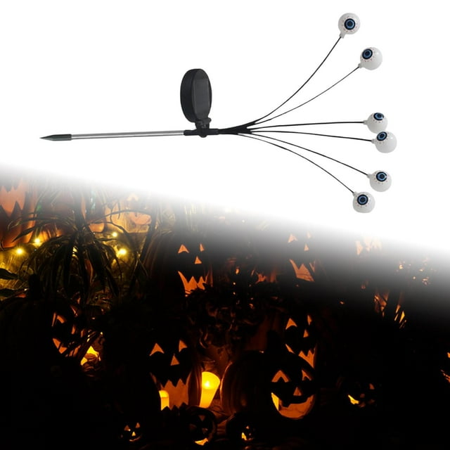 Luces solares de globo ocular para exteriores, luces solares de Halloween, decoraciones decorativas para Halloween para exteriores, luces de jardín 6 luces rojas