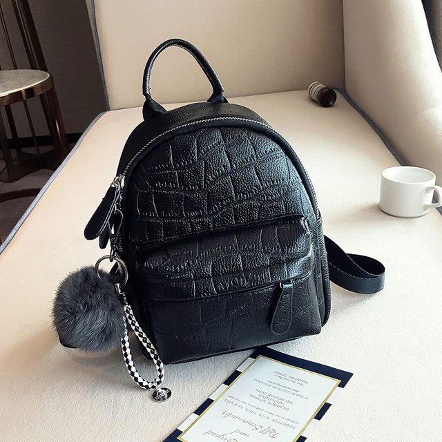 Bolso de moda informal de cuero suave para mujer coreana, mini mochila única con estampado de piedras a juego