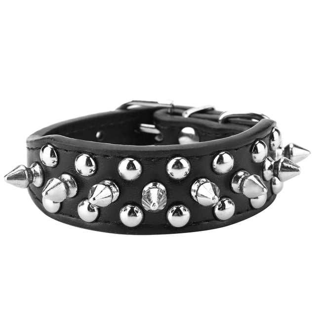 Collier pour Animaux en Cuir PU Sûr Confortable Collier à Crampons pour Chien