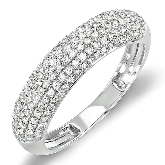 Dazzlingrock Collection 0.50 Carat (ctw) 14k Round Diamond Ladies Anniversary Wedding Band 1/2 CT, White Gold, Size 7.5