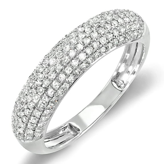 Dazzlingrock Collection 0.50 Carat (ctw) Round White Diamond Wedding Band for Her 1/2 CT | 10K White Gold, Size 7