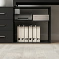 thumbnail image 5 of OXYLIFE Home Office Desk, 55 Inch Wood and Metal Study Corner Desk, Writing Workstation with Shelves and File Cabinet, Black, 5 of 9