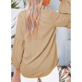 thumbnail image 3 of Women's Casual Boho Floral Print V Neck Long Sleeve Loose Shirt Shirt Tops, 3 of 9