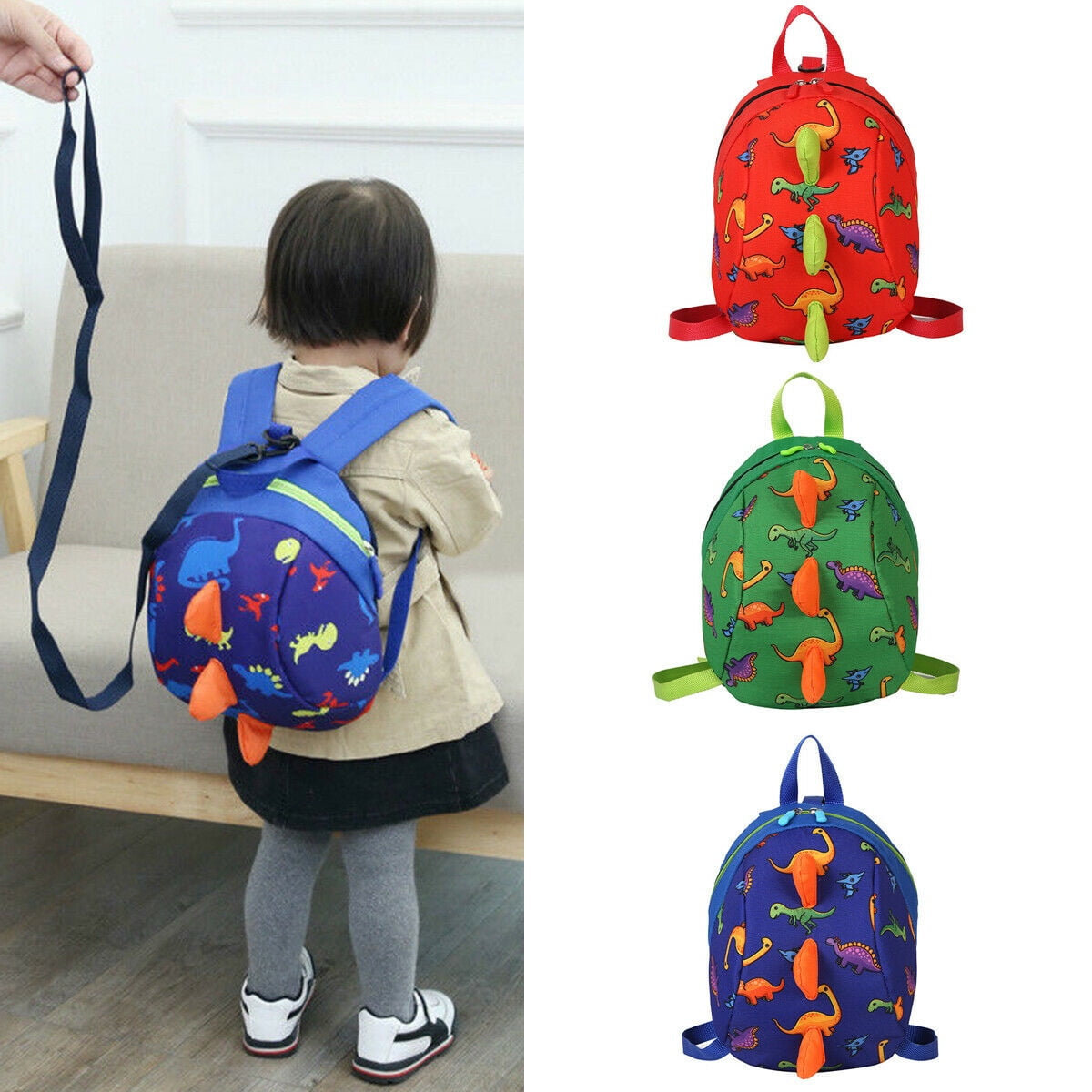 Toddler Anti-Lost Dinosaur Shark Backpack Safety Walking Harness Leash For Kids 