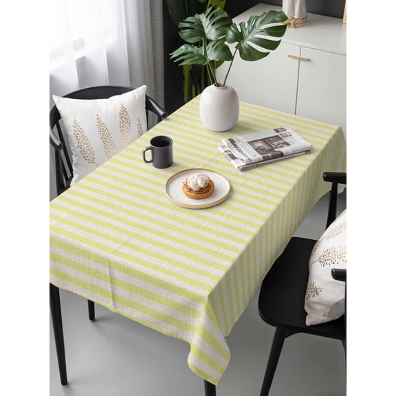 Yellow Striped Tablecloth Rectangle Table Cloth 60x120, Waterproof Tablecloth Outdoor Table Cloth, Modern Simple Farmhouse Beige Vintage Washable Table Cover for Kitchen Dinning Party