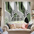 thumbnail image 4 of Swag Curtain Valances Boho Abstract Mid Century Swag Valances for Kitchen Windows Green Modern Geometric Leaf Short Topper Curtains Valance Tier Pair for Kitchen Bedroom Living Room Bathroom 28"x36", 4 of 8