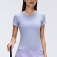 thumbnail image 5 of Uootdi Womens Tops Short Sleeve Crewneck Seamless Knit Slim Fit Stretchy Athletic Workout Gym Activewear Tees Gift, 5 of 9