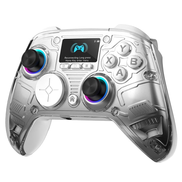 Controlador de PC con pantalla interactiva AOC: control inalámbrico compatible con PC/Switch/Switch 2/iOS/Android, joystick y gatillos de efecto Hall, iluminación RGB, vibración/turbo ajustables, bate