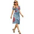 thumbnail image 3 of Women's Summer Casual Short Sleeve V-Neck Short Party Dress with Pockets, 3 of 7