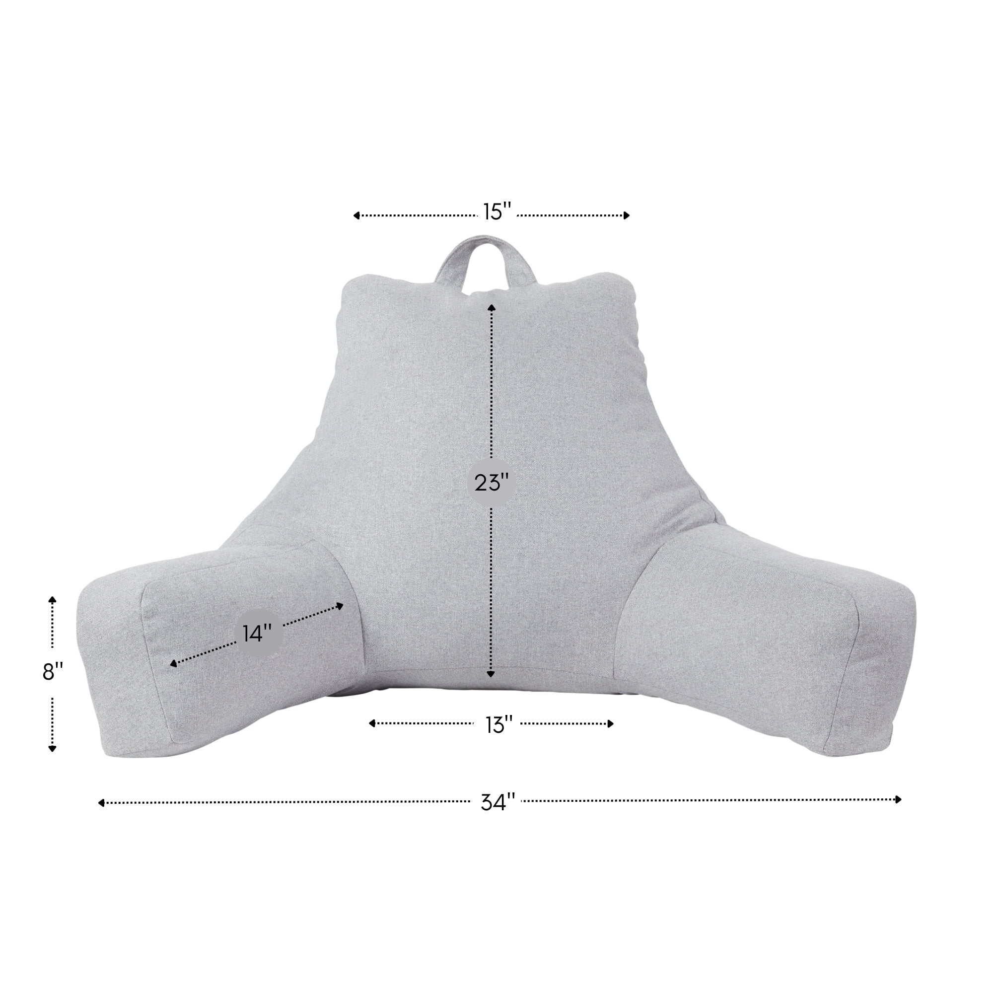 Jumbo Cement Gray Polyester Bed Rest Pillow