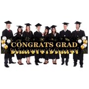 Graduation Decoration 2026 Congrats Grad Banner Yard Sign Class of 2026 Banner Photo Booth Backdrop College Graduation Party Supplies Black 19 X 118