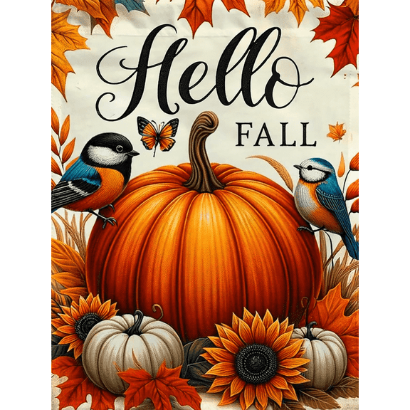 Hello Fall Diamond Art Kits for Adults, Pumpkin Maple Leaf Diamond Painting Kits for Beginners, 5D DIY Full Round Drill Diamond Dot Painting Gem Art Kits for Home Decor 12 x16 Inch