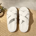 thumbnail image 6 of Iyufng Womens Criss Cross Strap Textile Slippers Soft Comfortable Open Toe Flat Warm Cozy Casual Indoor House Slide Sandals, 6 of 7