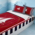 thumbnail image 2 of Erosebridal Sea Sailboat Zipper Full Size Comforter Sets with Fitted Sheet and 2 Pillowcases, Marine Stripe Zipper Bedding Set, Reversible, 2 of 7