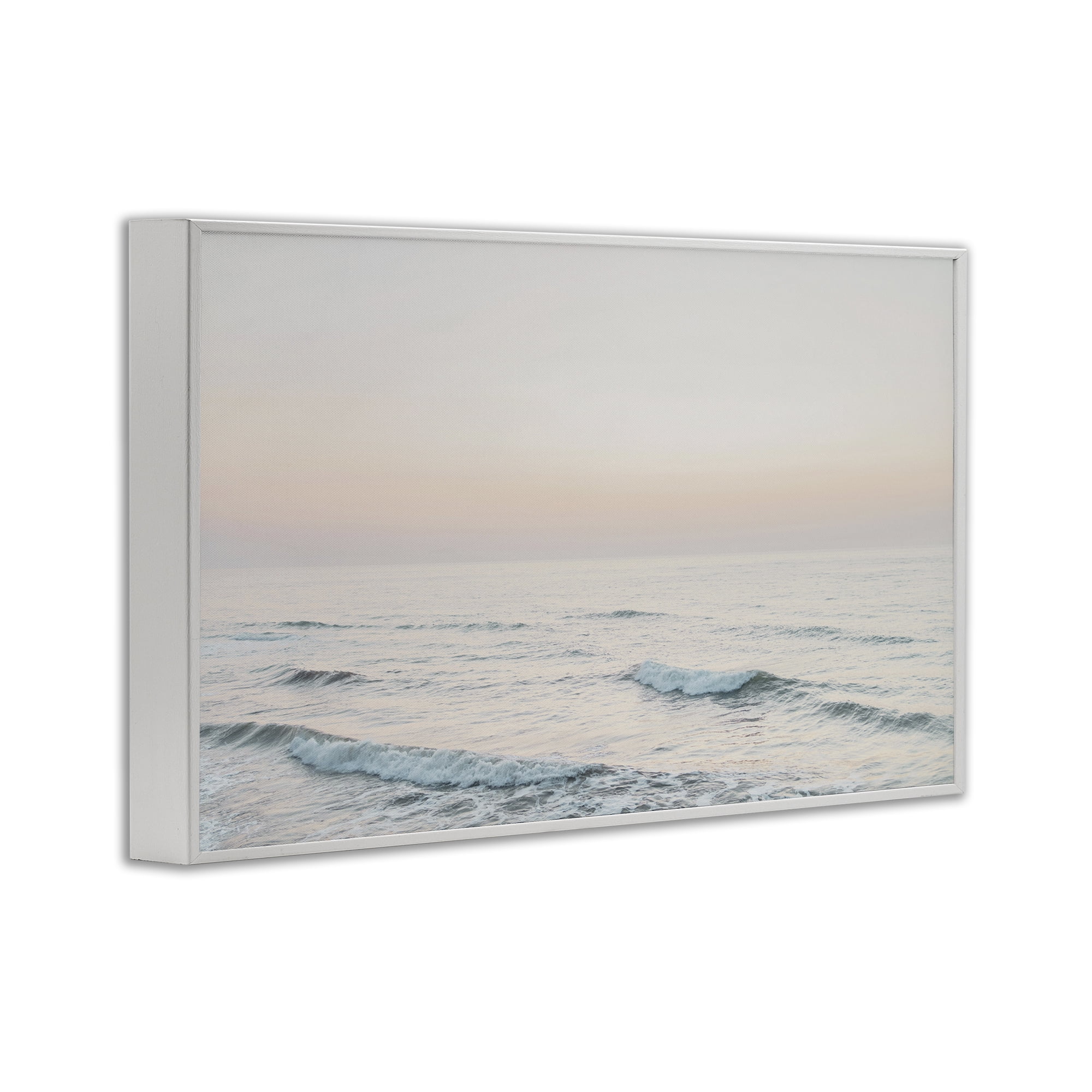 Stupell Industries Rolling Waves At Dawn Coastal Photography White Framed Art Print Wall Art, 24 x 16