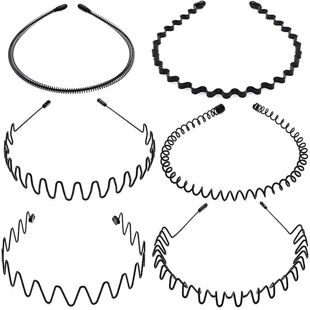 (6 piezas) Diadema de metal Spring Wave Hoop Unisex Accesorios para peinados
